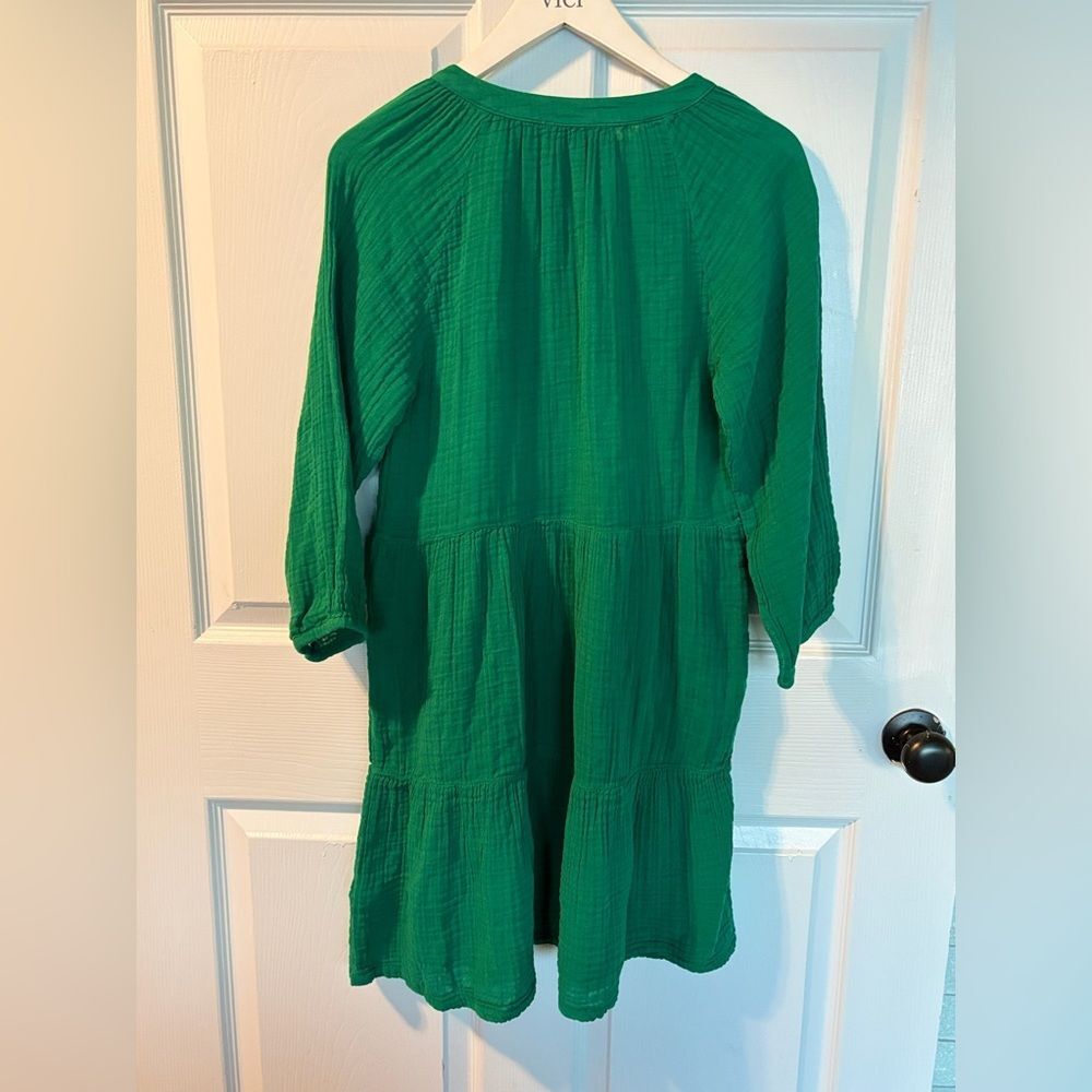 New Michael Stars - sonia tiered gauze long sleeve mini dress - kelly green - Picture 5 of 7